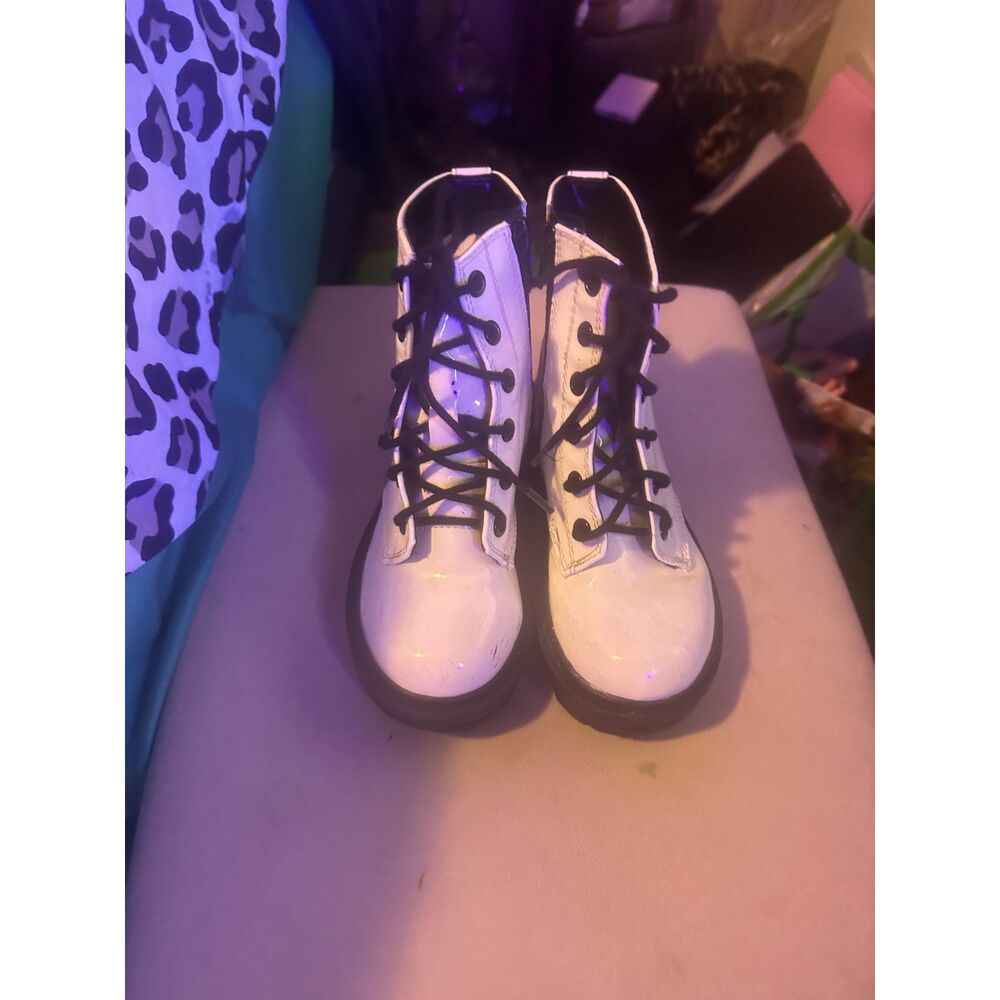 White Patent Leather Costume Boots Shoes Girls Size 11 Cosplay Harley Quinn